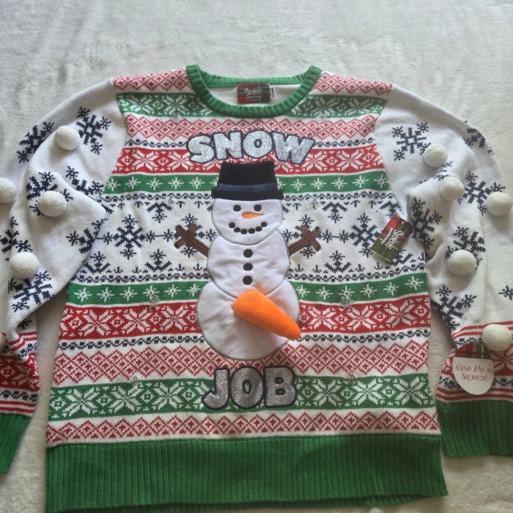 Spencer's Ugly Christmas Sweater Snow Job Light Up Fair Isle Sweater Mens XL